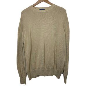 FAÇONNABLE | Men’s Crew Neck Beige Sweater 100% Cotton Made in Italy | Size L